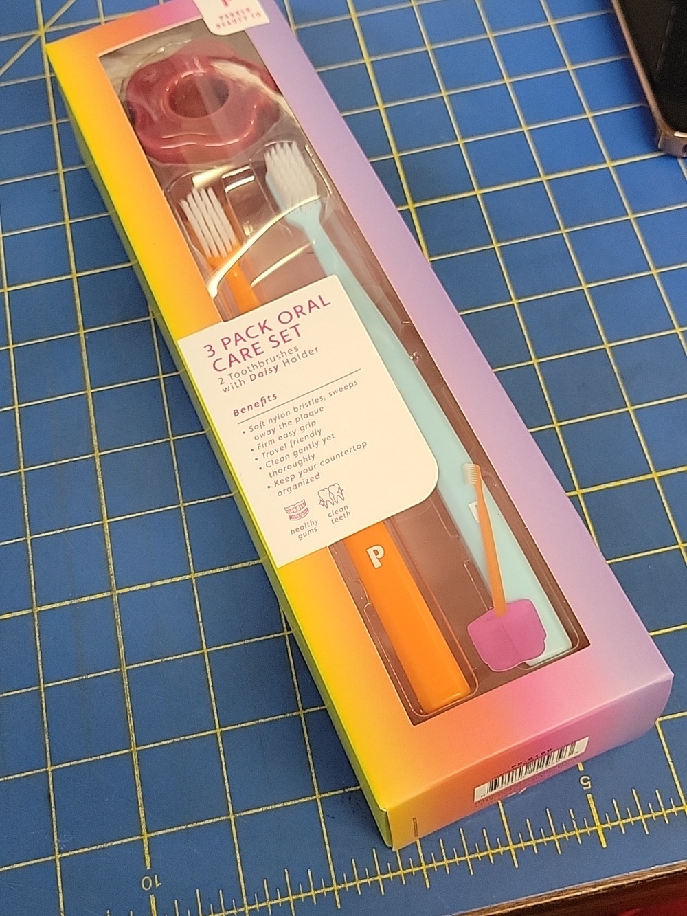3-Pack Oral Care Set 2 Brushes & Holder NWT FLOWER